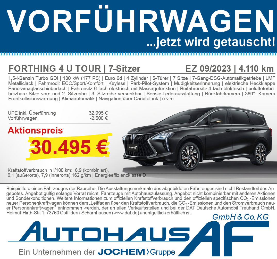 Angebot FORTHING 4 U TOUR | Autohaus AF | Neunkirchen | Jochem Gruppe